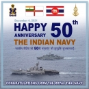 ขอร่วมแสดงความยินดี และขอส่งความปรารถนาดีไปยังกำลังพลของกองทัพเรืออินเดีย เนื่องในโอกาสครบรอบ 50 ปี กองทัพเรืออินเดีย ในวันที่ 4 ธันวาคม 2564